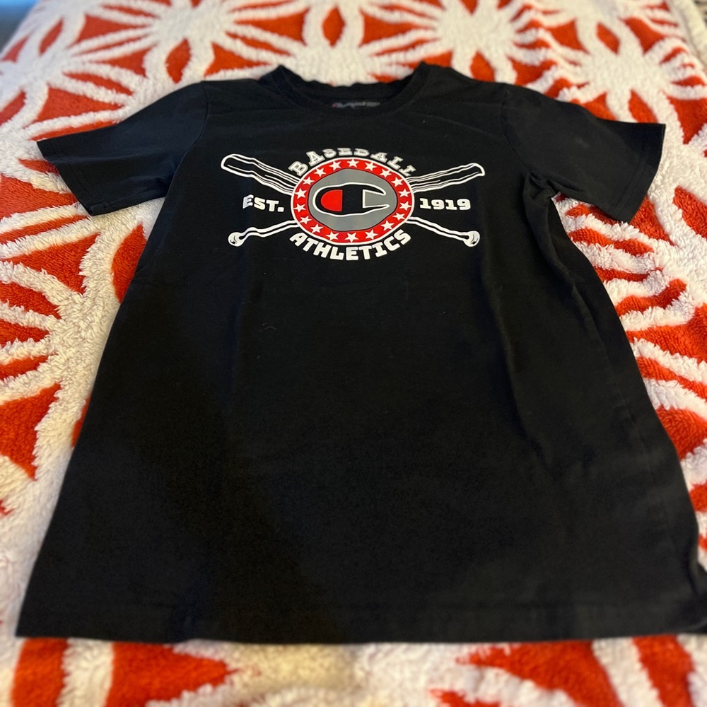 Champion Black Baseball Athletics Short Sleeve Tee